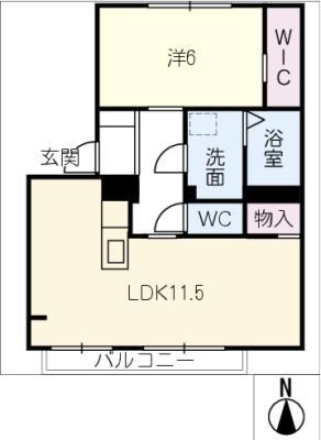 ハイツ末広A(1LDK/2階)の間取り写真