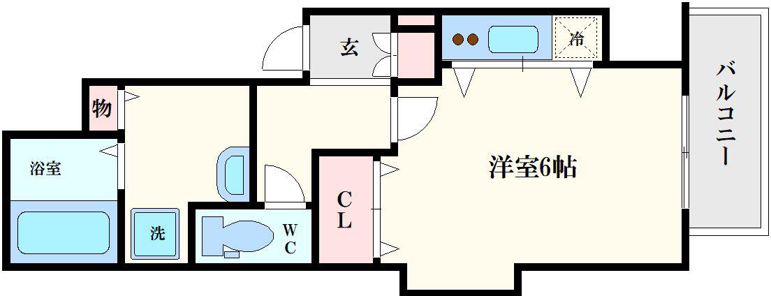 玉造レカンVI(ワンルーム/5階)の間取り写真
