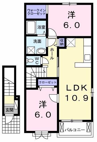 イリーゼ C(2LDK/2階)の間取り写真