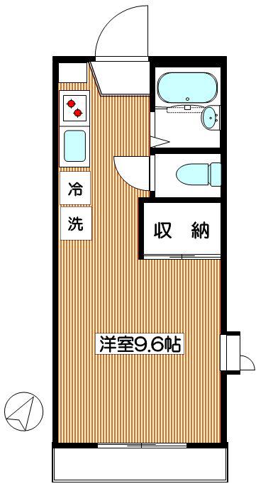 グリーンプラザB(ワンルーム/2階)の間取り写真