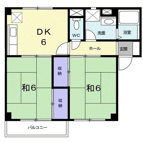 プラドールポートII(2DK/1階)の間取り写真
