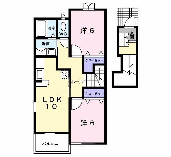 ハイム・ユーフォリアI(2LDK/2階)の間取り写真