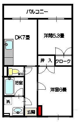 鹿児島市電谷山線 谷山駅(市電) 徒歩21分 3階建 築24年(2DK/1階)の間取り写真