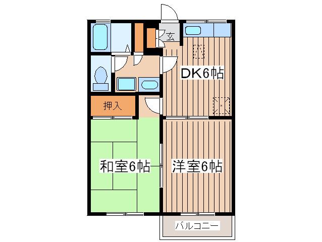 グランド-ル成瀬(2DK/2階)の間取り写真