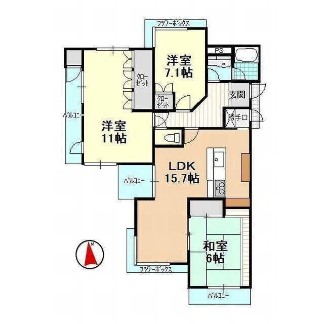 グランメール佐鳴台(3LDK/4階)の間取り写真