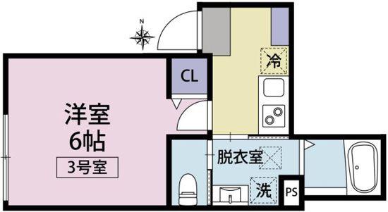 ルクシア桜ヶ丘(1K/1階)の間取り写真