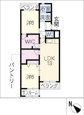 大谷ヒルズC(2LDK/3階)の間取り写真