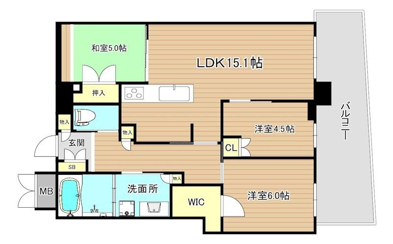 ジオ高槻ミューズレジス(3LDK/17階)の間取り写真