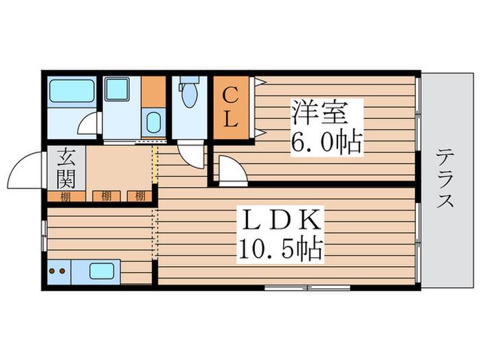 メゾンドホシノ(1LDK/1階)の間取り写真