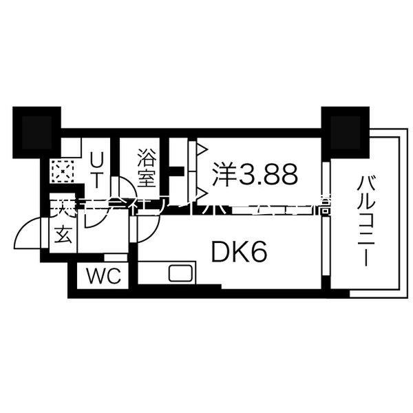 プレジオ関目(1DK/3階)の間取り写真