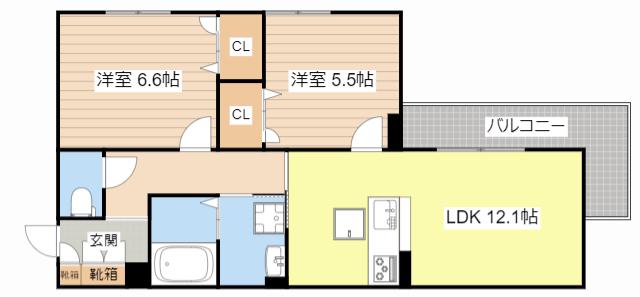 シャーメゾンテミス(2LDK/2階)の間取り写真