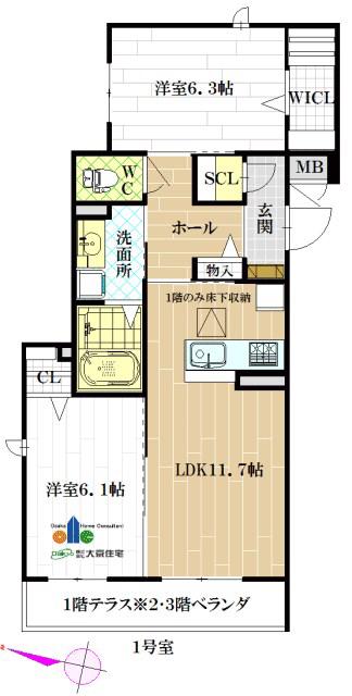 シャーメゾン南久宝寺II番館(2LDK/2階)の間取り写真