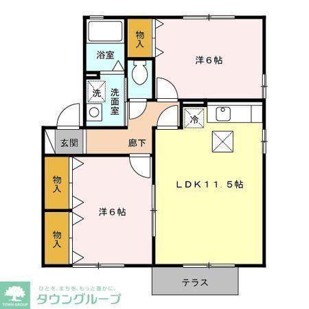 グレイスコートA(2LDK/2階)の間取り写真