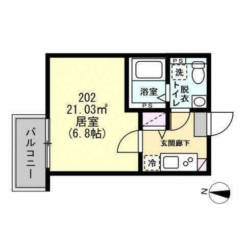 リバティヒルズ(ワンルーム/2階)の間取り写真
