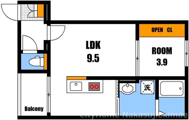 LIEN高取(1LDK/2階)の間取り写真