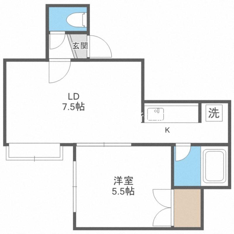クリスタル参番館(1LDK/2階)の間取り写真