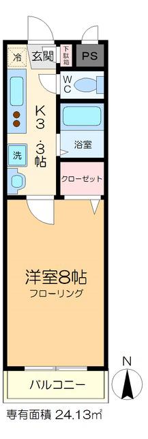 サンクレール(1K/1階)の間取り写真