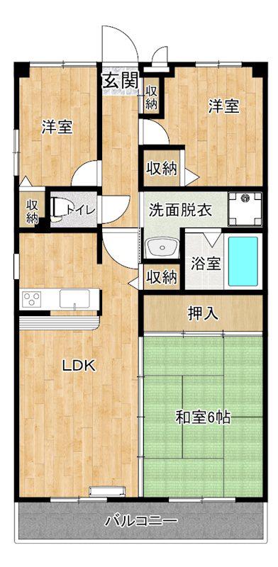 パインパーク(3LDK/1階)の間取り写真