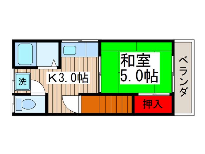 コーポK(1K/2階)の間取り写真