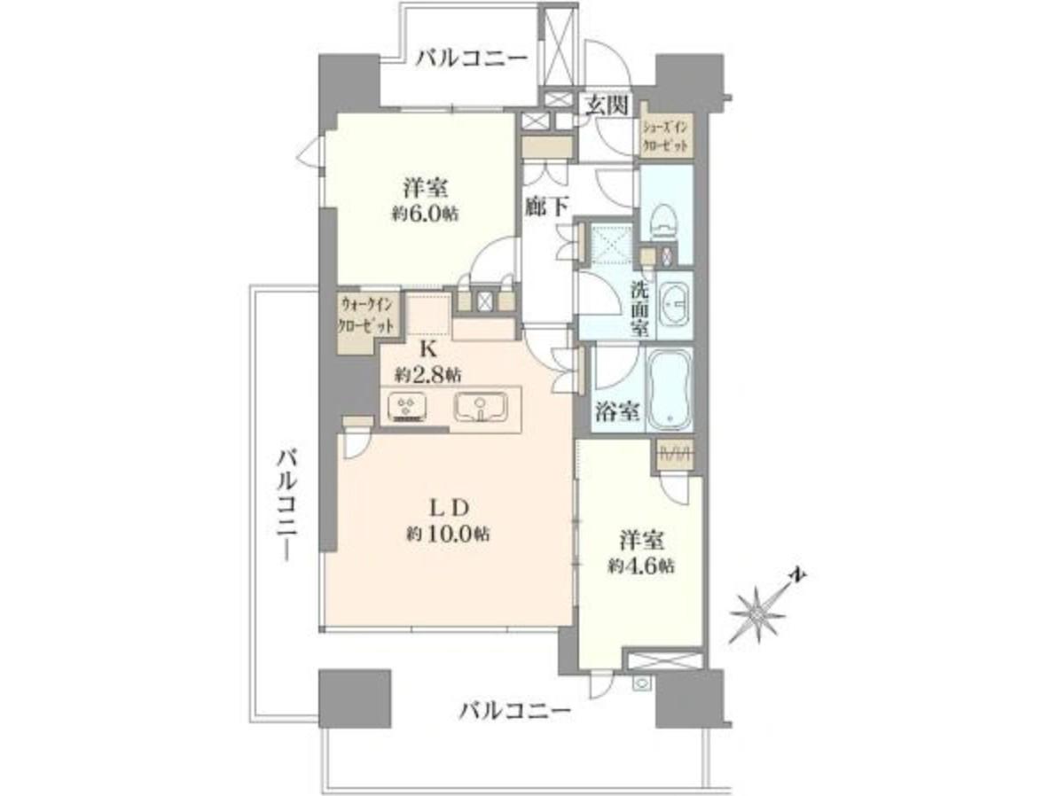 ブランズ芝浦(2LDK/6階)の間取り写真