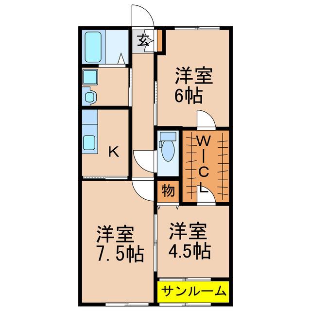 クレパス A棟(3K/1階)の間取り写真