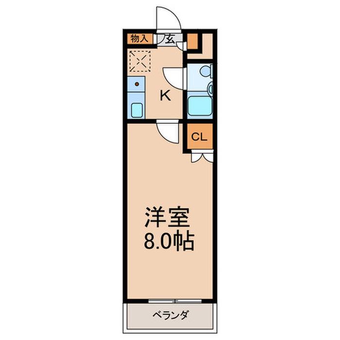 東洋ハイツ相模台(1K/2階)の間取り写真