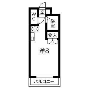 ホーメストつるまい(ワンルーム/2階)の間取り写真
