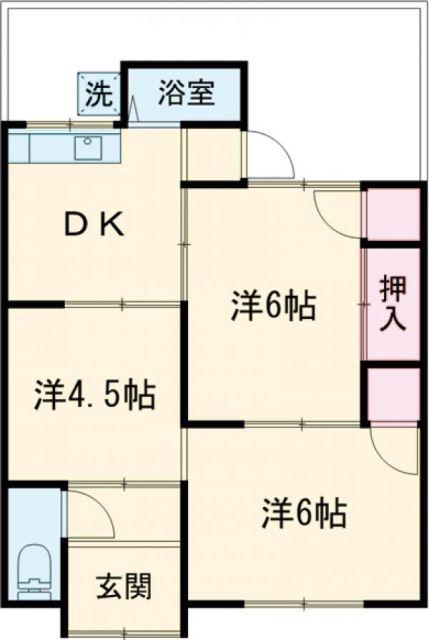 九之坪神明 東棟(3DK/1階)の間取り写真