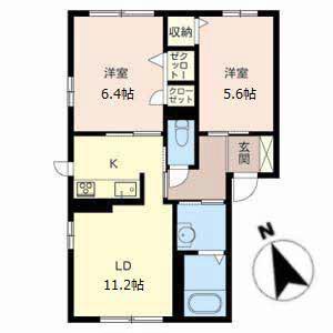 シャトー鳥羽(2LDK/1階)の間取り写真