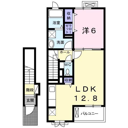 ノートルメゾンII(1LDK/2階)の間取り写真