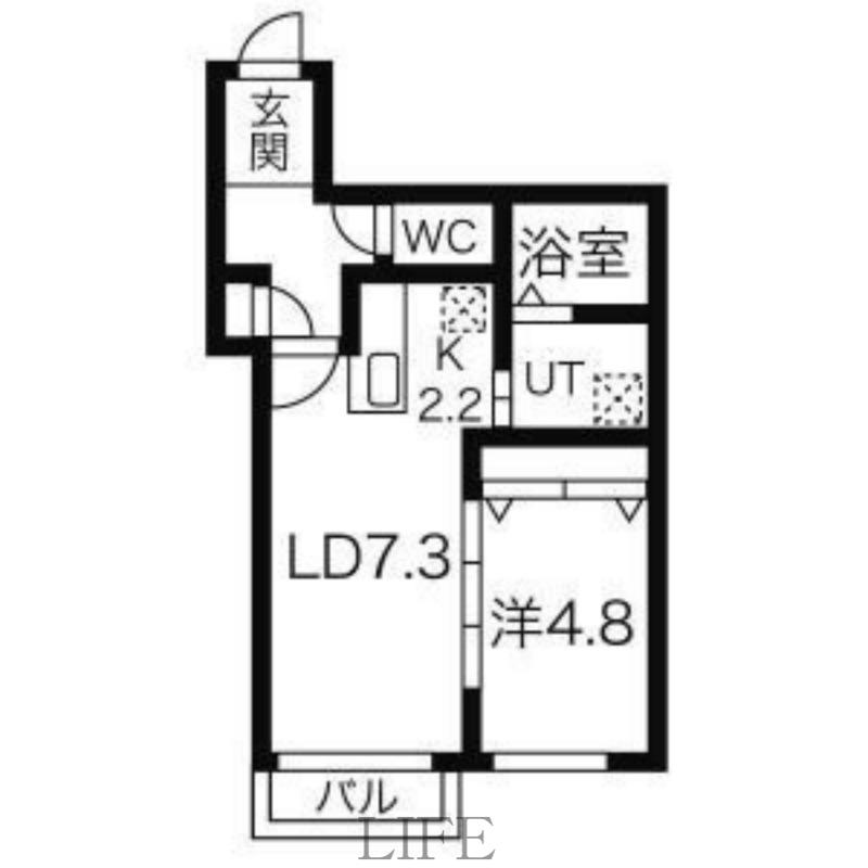 デュオレッド豊平(1LDK/1階)の間取り写真