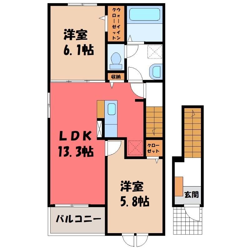 ユングフラウ オオタ(2LDK/2階)の間取り写真