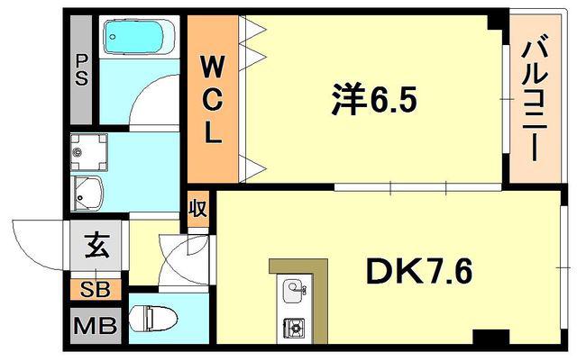 レジデンス大開通(1DK/1階)の間取り写真