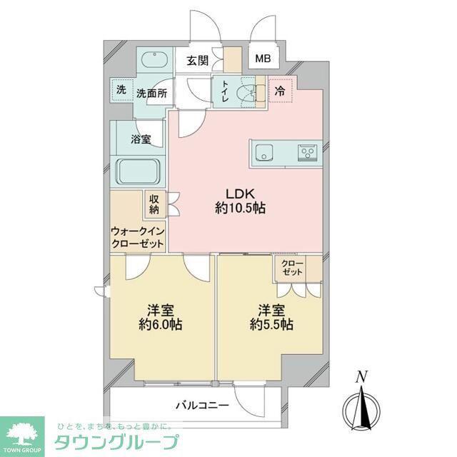 ドゥーエ日暮里(2LDK/7階)の間取り写真