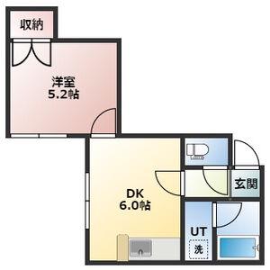 ピュアN11(1DK/2階)の間取り写真