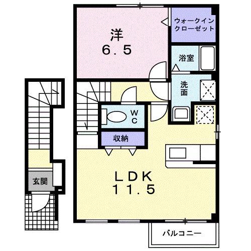オベルジーヌ(1LDK/2階)の間取り写真