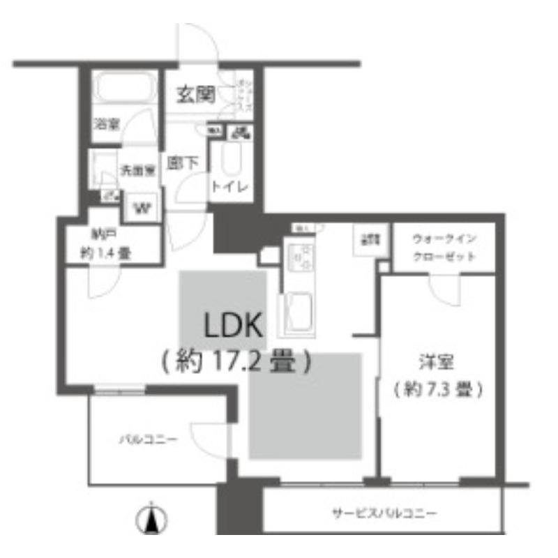 ブランズタワー大阪本町(1LDK/23階)の間取り写真