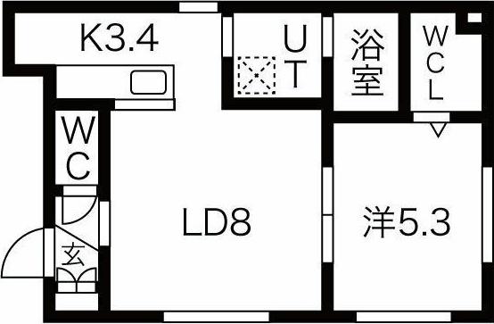 ヴァンベール 東札幌II(1LDK/4階)の間取り写真