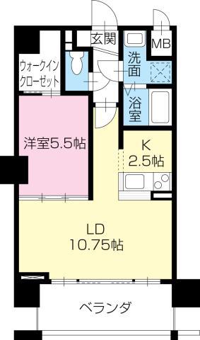 PROUD-G中通町(1LDK/6階)の間取り写真