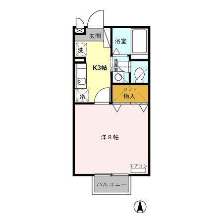 サンモール・エス(1K/2階)の間取り写真