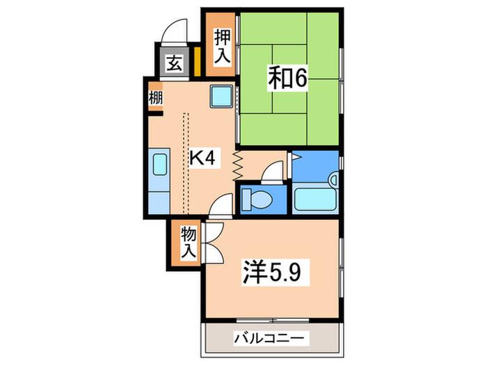アミューズ磯子壱番館(2K/1階)の間取り写真