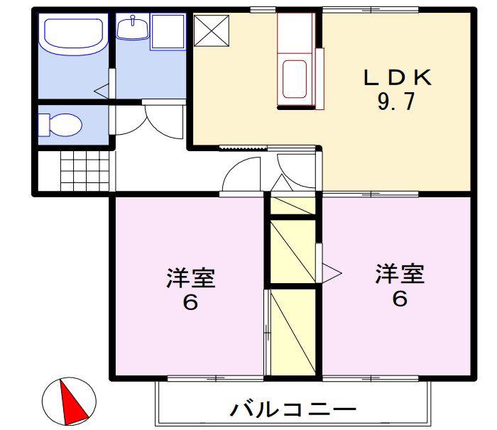 ソレーユ北条(2LDK/1階)の間取り写真