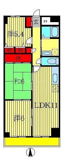エスポワール横山(3LDK/2階)の間取り写真