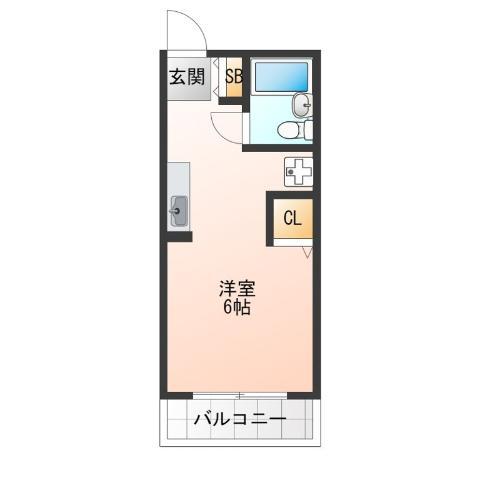 アネックス加賀屋(ワンルーム/2階)の間取り写真