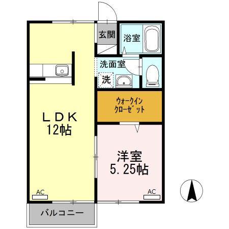 ベルジュールB(1LDK/1階)の間取り写真
