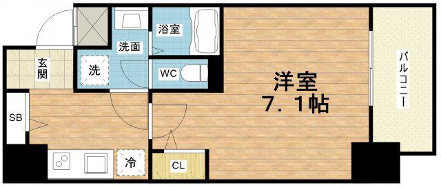 アドバンス上町台シュタット(1K/10階)の間取り写真
