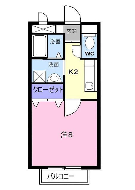 ディメイン小池(1K/2階)の間取り写真