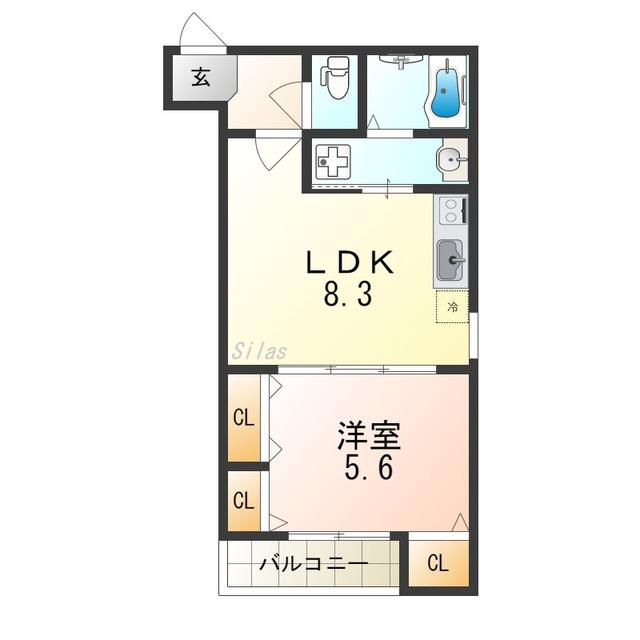 フジパレス高石駅西I番館(1LDK/2階)の間取り写真