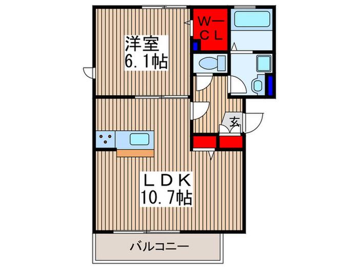 OTTS HIRO III B(1LDK/2階)の間取り写真
