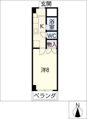 地下鉄桜通線 桜山駅 徒歩9分 4階建 築31年(1K/2階)の間取り写真